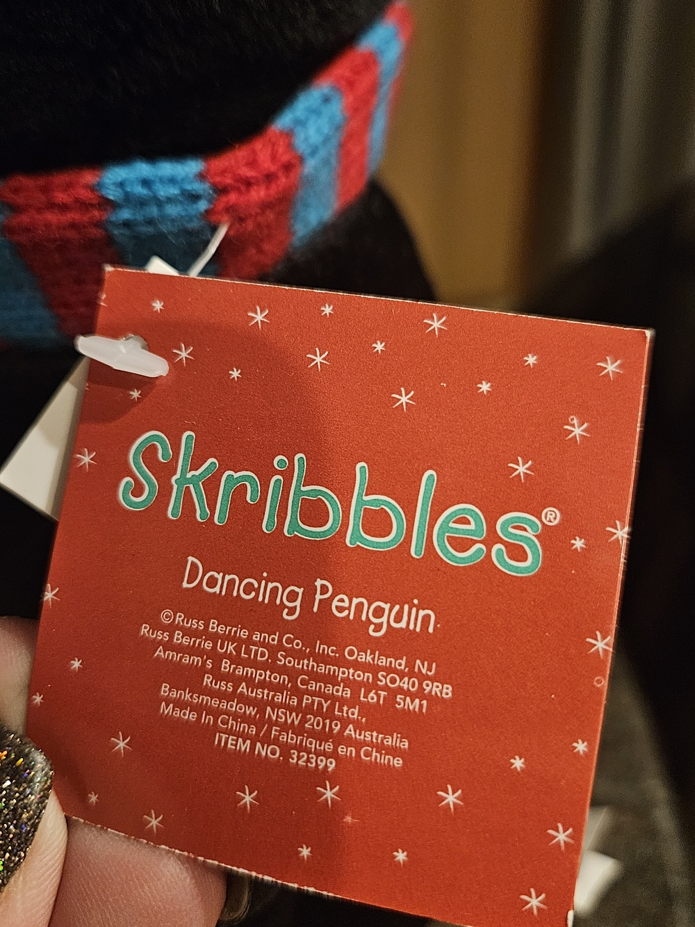 Vintage Russ Musical "Skribbles"Penguin Plush NWT - Picture 5 of 6